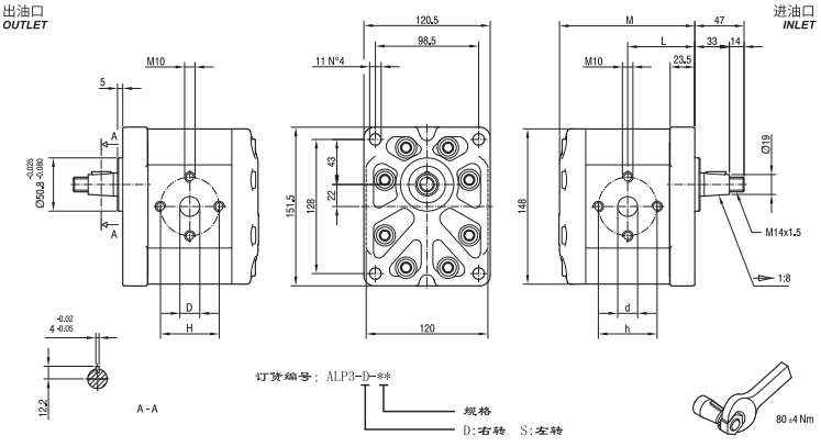 马祖奇齿轮泵ALP3系列安装尺寸
